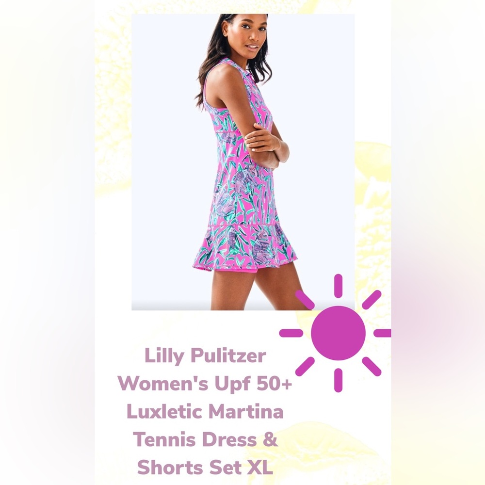 Lilly Pulitzer Women's Upf 50+ Luxletic Martina Tennis Dress & Shorts Set XL 🤩